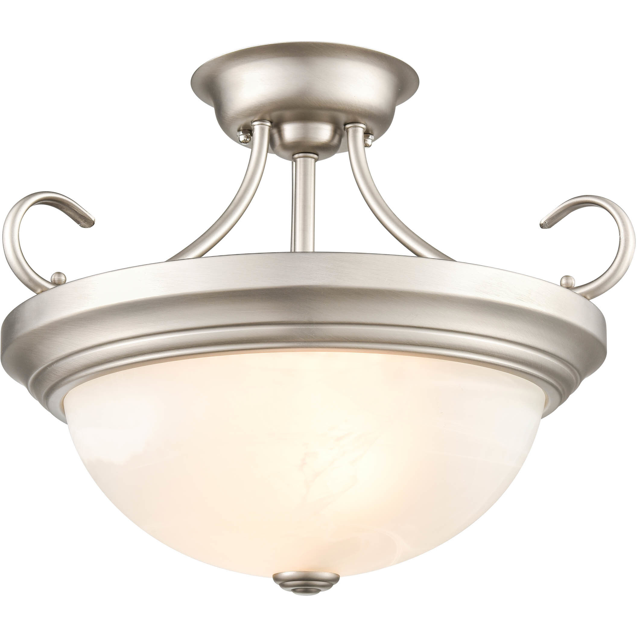 None 2 Light 15 inch Satin Nickel Semi-Flush Mount Ceiling Light